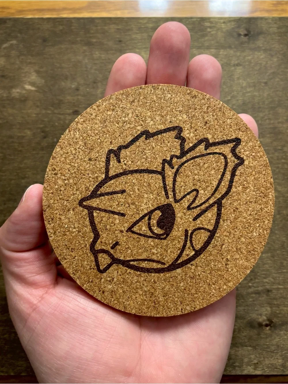 Pokemon Nidoran Face Laser Engraved Cork Coaster
